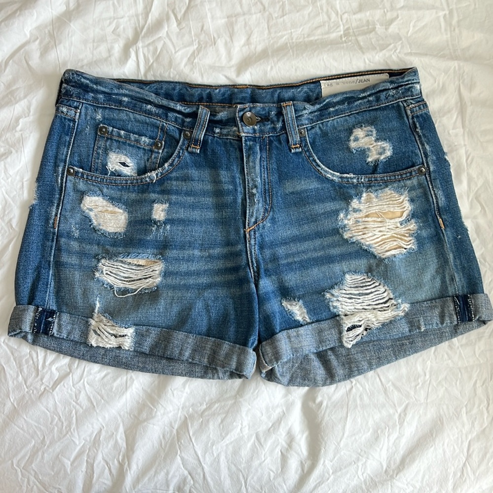 Rag & Bone Distressed Boyfriend Denim Shorts